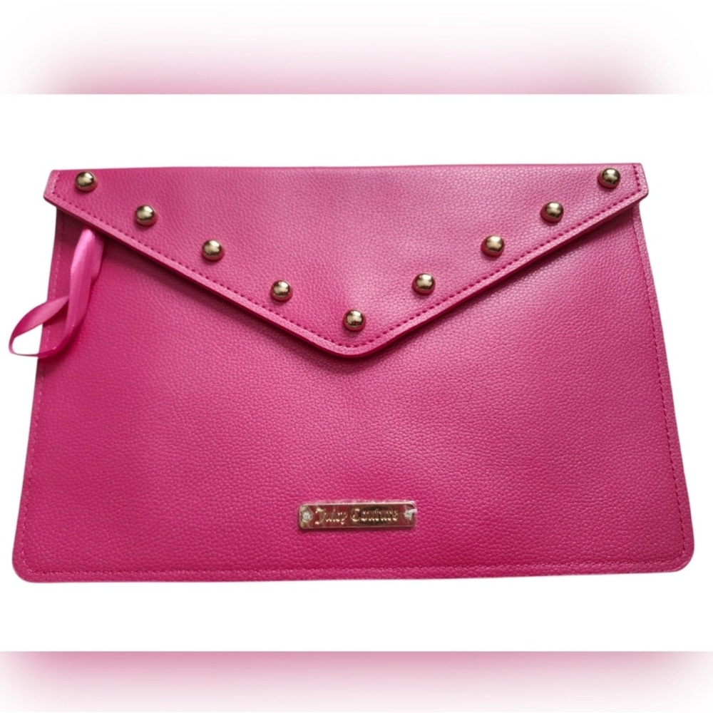 Juicey Couture Hot Pink Studded Clutch Large pouch NIP